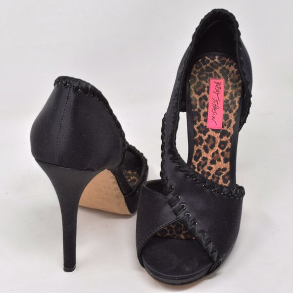 Betsey Johnson Shoes - Betsey Johnson Walter Heels Women 9 M Stiletto Black Open Toe D'orsay Pump Sexy
